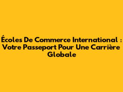 Écoles De Commerce International : Votre Passeport Pour Une Carrière Globale