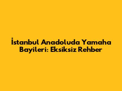 İstanbul Anadolu'da Yamaha Bayileri: Eksiksiz Rehber