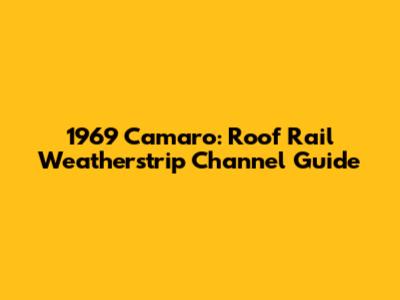 1969 Camaro: Roof Rail Weatherstrip Channel Guide