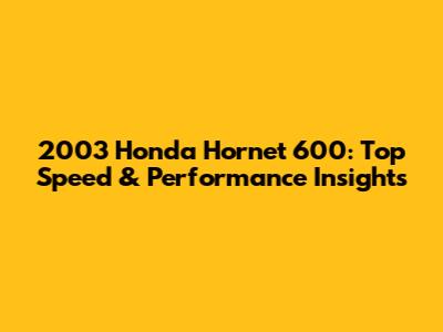 2003 Honda Hornet 600: Top Speed & Performance Insights