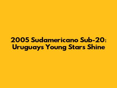2005 Sudamericano Sub-20: Uruguay's Young Stars Shine