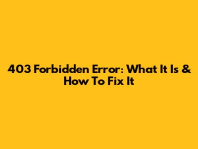 403 Forbidden Error: What It Is & How To Fix It