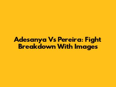 Adesanya Vs Pereira: Fight Breakdown With Images