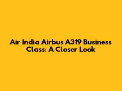 Air India Airbus A319 Business Class: A Closer Look