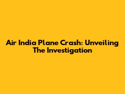 Air India Plane Crash: Unveiling The Investigation