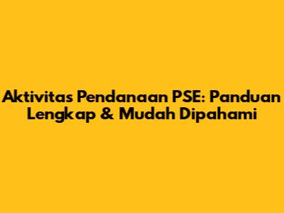 Aktivitas Pendanaan PSE: Panduan Lengkap & Mudah Dipahami