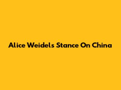 Alice Weidel's Stance On China