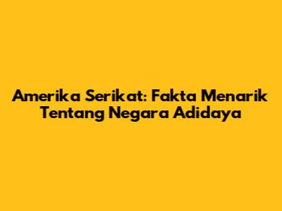 Amerika Serikat: Fakta Menarik Tentang Negara Adidaya