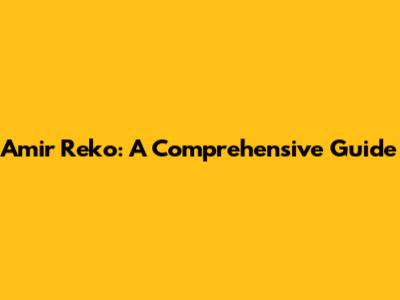 Amir Reko: A Comprehensive Guide