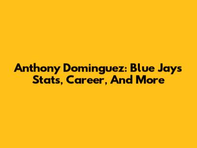Anthony Dominguez: Blue Jays Stats, Career, And More