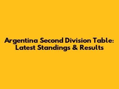 Argentina Second Division Table: Latest Standings & Results