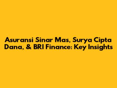 Asuransi Sinar Mas, Surya Cipta Dana, & BRI Finance: Key Insights