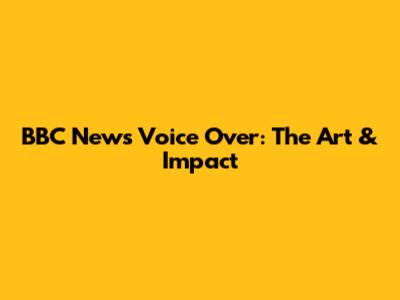 BBC News Voice Over: The Art & Impact