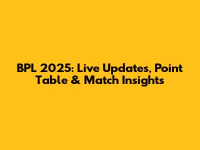 BPL 2025: Live Updates, Point Table & Match Insights