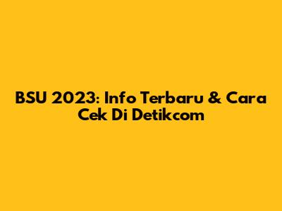 BSU 2023: Info Terbaru & Cara Cek Di Detikcom