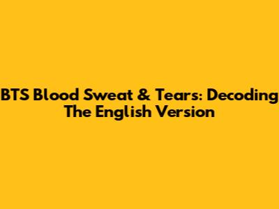BTS Blood Sweat & Tears: Decoding The English Version