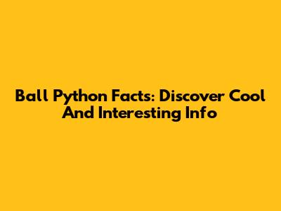 Ball Python Facts: Discover Cool And Interesting Info