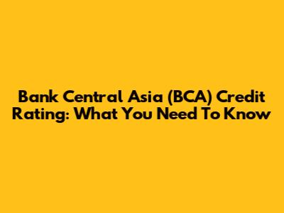 Bank Central Asia (BCA) Credit Rating: What You Need To Know
