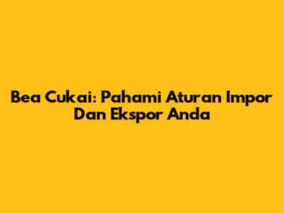 Bea Cukai: Pahami Aturan Impor Dan Ekspor Anda