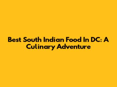 Best South Indian Food In DC: A Culinary Adventure