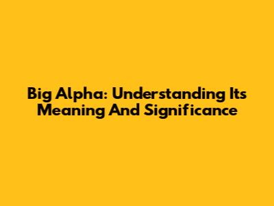 Big Alpha: Understanding Its Meaning And Significance