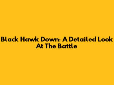Black Hawk Down: A Detailed Look At The Battle