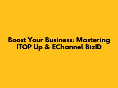 Boost Your Business: Mastering ITOP Up & EChannel BizID