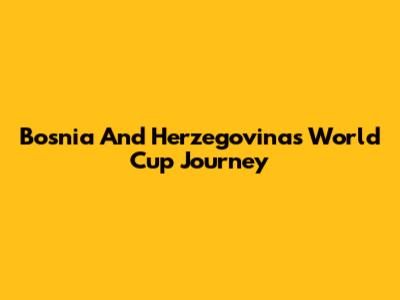 Bosnia And Herzegovina's World Cup Journey