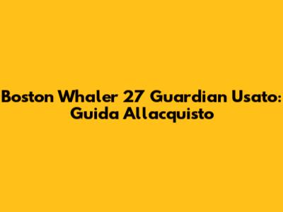 Boston Whaler 27 Guardian Usato: Guida All'acquisto