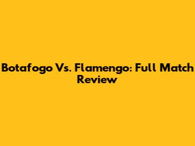 Botafogo Vs. Flamengo: Full Match Review