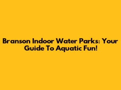Branson Indoor Water Parks: Your Guide To Aquatic Fun!