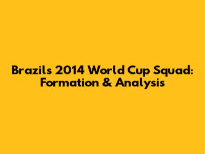 Brazil's 2014 World Cup Squad: Formation & Analysis