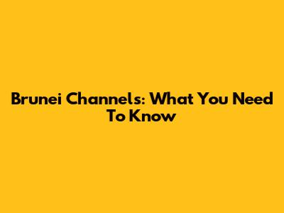 Brunei Channels: What You Need To Know