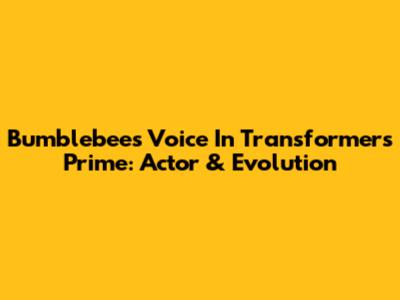 Bumblebee's Voice In Transformers Prime: Actor & Evolution