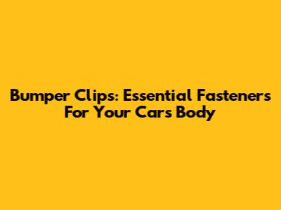 Bumper Clips: Essential Fasteners For Your Car's Body