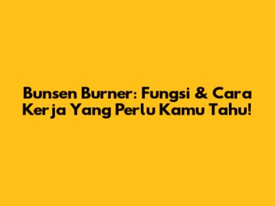 Bunsen Burner: Fungsi & Cara Kerja Yang Perlu Kamu Tahu!