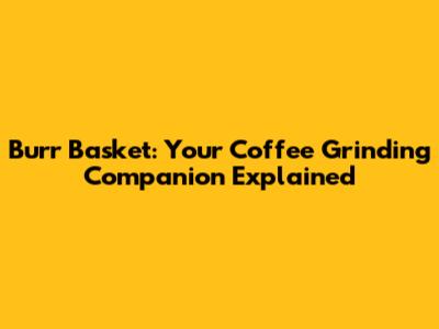 Burr Basket: Your Coffee Grinding Companion Explained