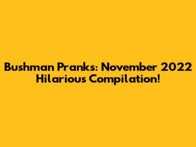 Bushman Pranks: November 2022 Hilarious Compilation!