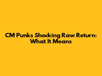 CM Punk's Shocking Raw Return: What It Means