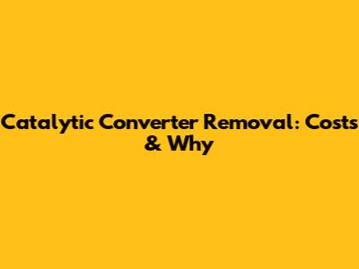 Catalytic Converter Removal: Costs & Why