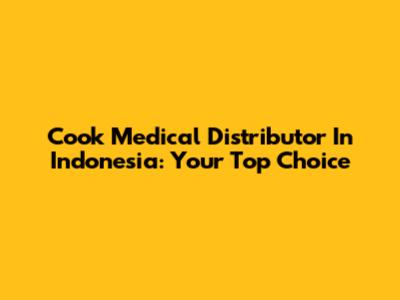 Cook Medical Distributor In Indonesia: Your Top Choice