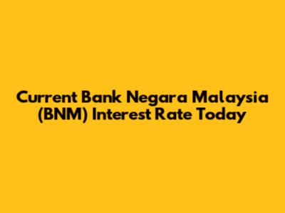 Current Bank Negara Malaysia (BNM) Interest Rate Today