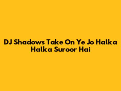 DJ Shadow's Take On 'Ye Jo Halka Halka Suroor Hai'