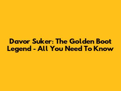 Davor Suker: The Golden Boot Legend - All You Need To Know