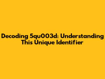 Decoding 5qu003d: Understanding This Unique Identifier