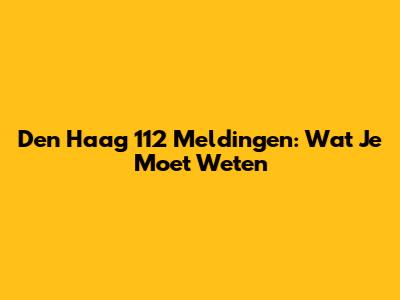 Den Haag 112 Meldingen: Wat Je Moet Weten