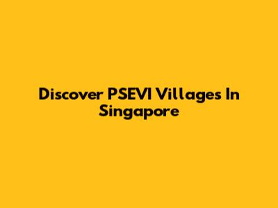 Discover PSEVI Villages In Singapore