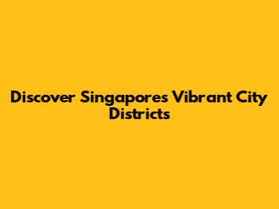 Discover Singapore's Vibrant City Districts