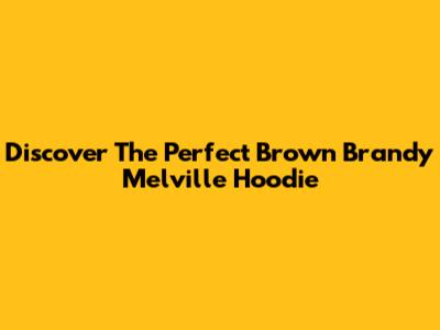 Discover The Perfect Brown Brandy Melville Hoodie