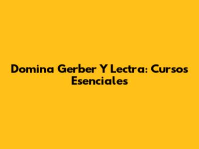 Domina Gerber Y Lectra: Cursos Esenciales